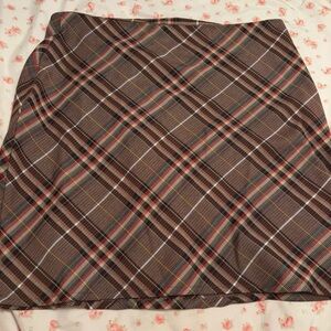 brown a-line plaid skirt